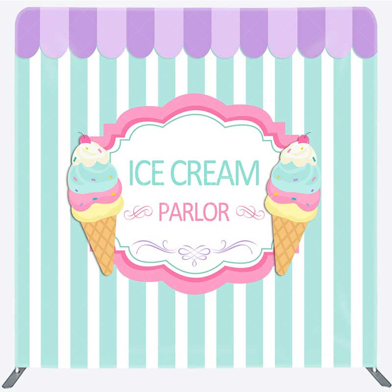 Aperturee - Aperturee Ice Cream Parlor Sweet Shop Square Tension Backdrop