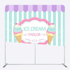 Aperturee - Aperturee Ice Cream Parlor Sweet Shop Square Tension Backdrop