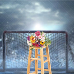 Aperturee - Aperturee Ice Hockey Goal Net Sports Photography Backdrop Winter Frozen Rink Puck Dust Competition Background