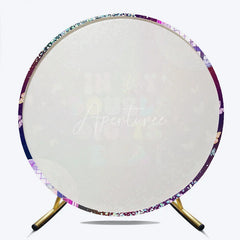 Aperturee - Aperturee In My Double Digits Era Round Backdrop Galaxy Disco Butterfly Decoration 10th Birthday Background
