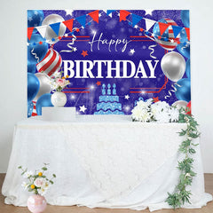 Aperturee - Aperturee Independence Day Balloon Cake Happy Birthday Backdrop