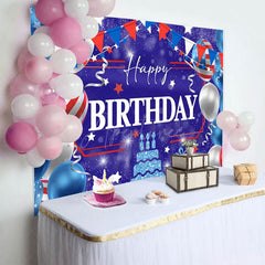 Aperturee - Aperturee Independence Day Balloon Cake Happy Birthday Backdrop