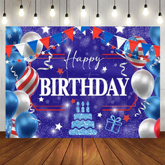 Aperturee - Aperturee Independence Day Balloon Cake Happy Birthday Backdrop