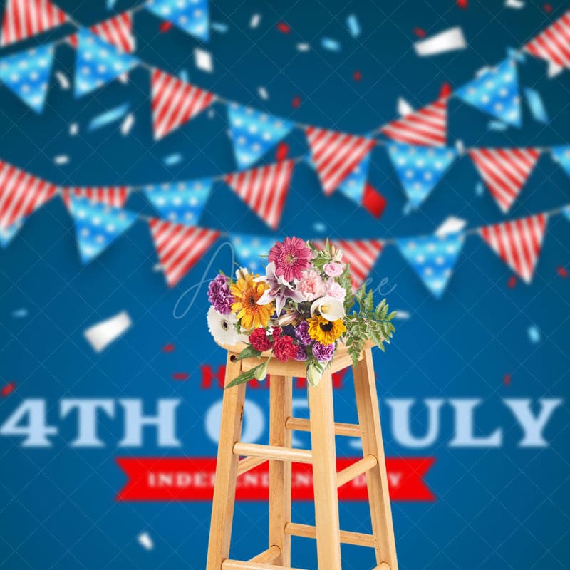 Aperturee - Aperturee Independence Day July 4th Flags Holiday Backdrop