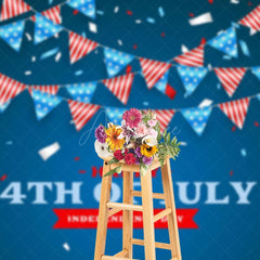Aperturee - Aperturee Independence Day July 4th Flags Holiday Backdrop