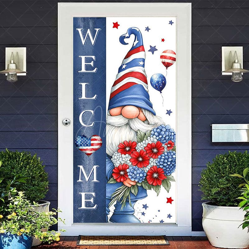 Aperturee - Aperturee Independence Day Vibe Gnome Welcome Home Door Cover