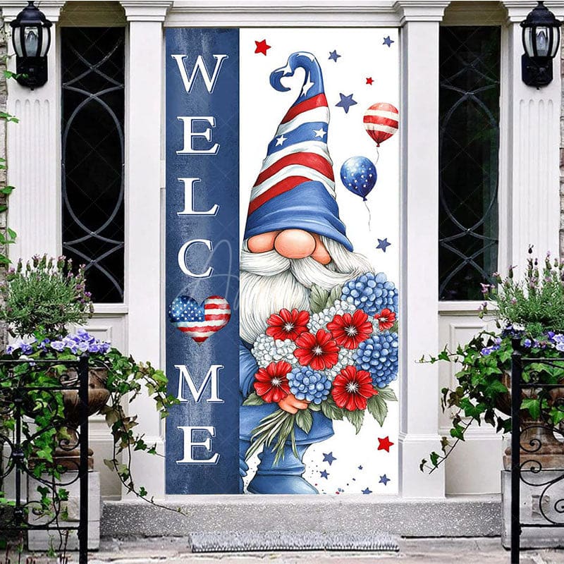 Aperturee - Aperturee Independence Day Vibe Gnome Welcome Home Door Cover