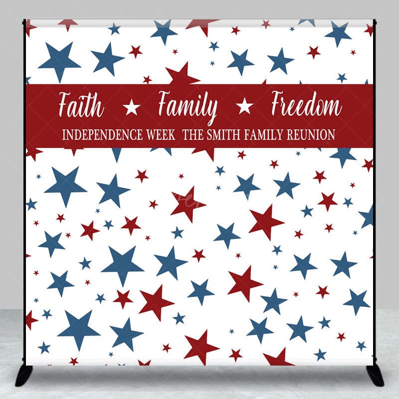 Aperturee - Aperturee Independence Week Custom Name Family Reunion Backdrop