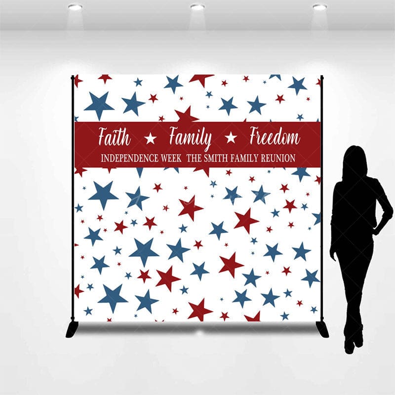 Aperturee - Aperturee Independence Week Custom Name Family Reunion Backdrop