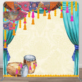 Aperturee - Aperturee Indian Drum Diwali Party Square Double-Sided Backdrop