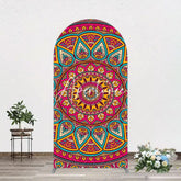 Aperturee - Aperturee Indian Mandala Boho Floral Birthday Arch Backdrop