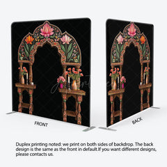 Aperturee - Aperturee Indian Retro Floral Arch Square Double-Sided Backdrop
