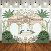 Aperturee Aperturee Indian Temple Green Plants Peacock Birthday Backdrop