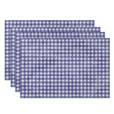 Aperturee - Aperturee Indigo Blue White Plaid Dining Set of 4 Placemats