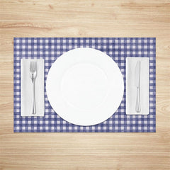 Aperturee - Aperturee Indigo Blue White Plaid Dining Set of 4 Placemats
