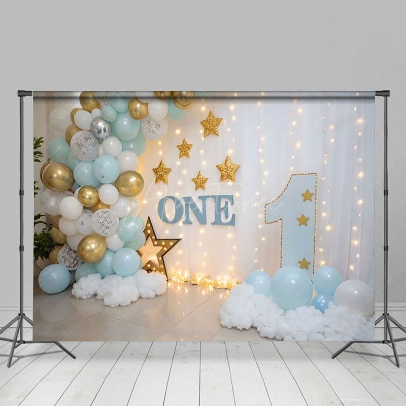 Aperturee - Aperturee Indoor Balloon Lights Birthday Cake Smash Backdrop
