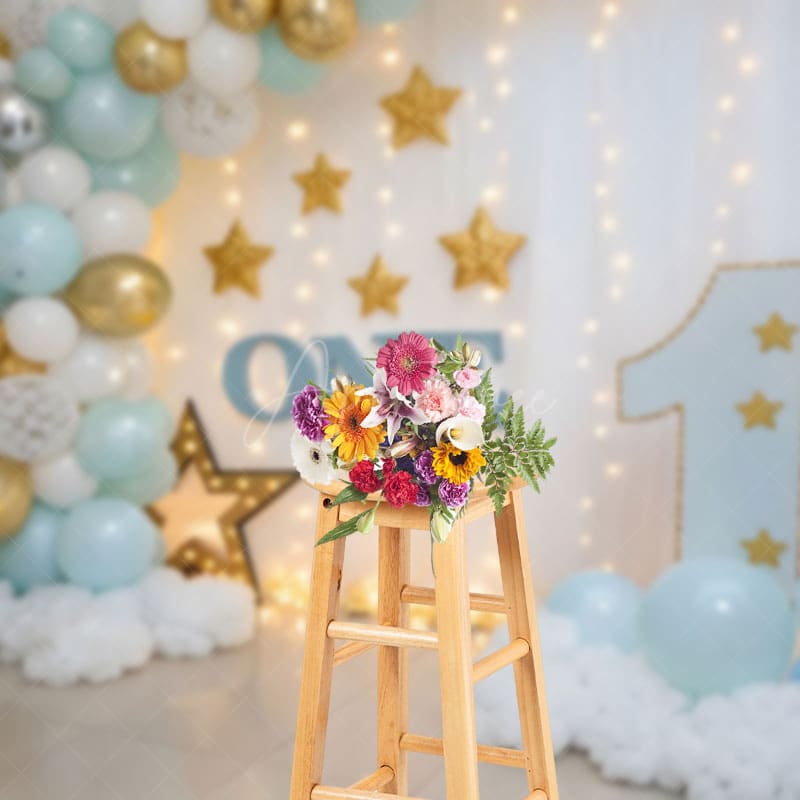 Aperturee - Aperturee Indoor Balloon Lights Birthday Cake Smash Backdrop