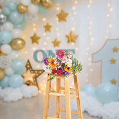 Aperturee - Aperturee Indoor Balloon Lights Birthday Cake Smash Backdrop