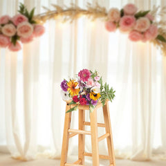 Aperturee - Aperturee Indoor Beige Chiffon Light Arch Floral Wedding Backdrop