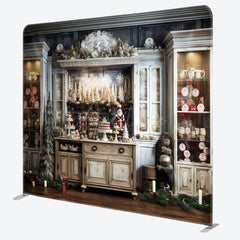Aperturee - Aperturee Indoor Christmas Kitchen Fabric Photo Booth Backdrop