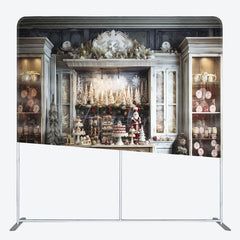 Aperturee - Aperturee Indoor Christmas Kitchen Fabric Photo Booth Backdrop