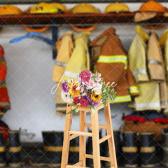 Aperturee - Aperturee Indoor Firefighter Equipment Locker Room Backdrop