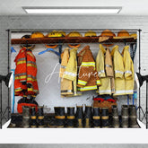 Aperturee - Aperturee Indoor Firefighter Equipment Locker Room Backdrop