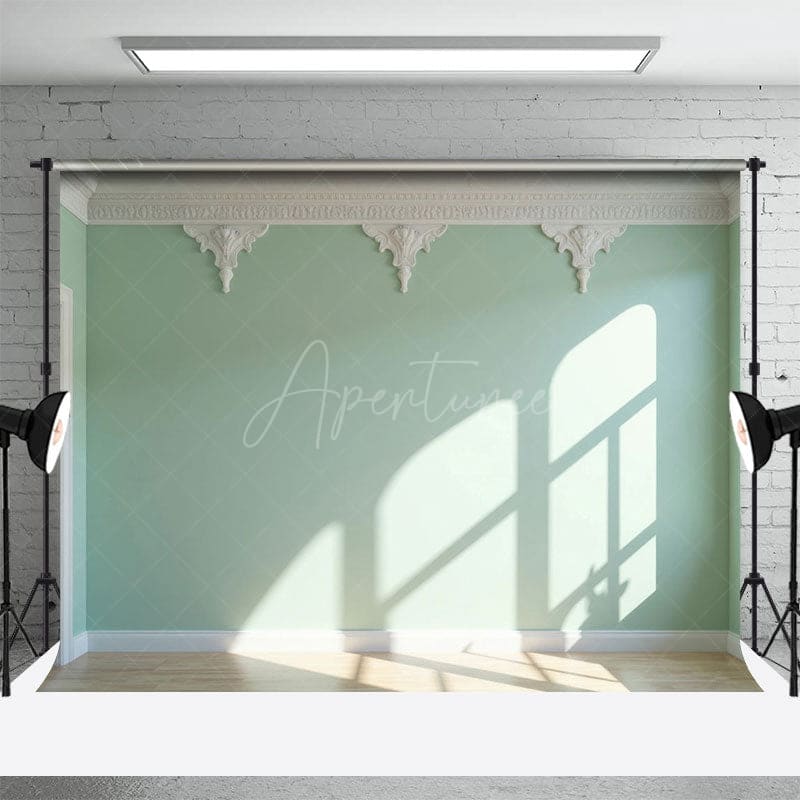 Aperturee - Aperturee Indoor Light Green White Wall Photography Backdrop