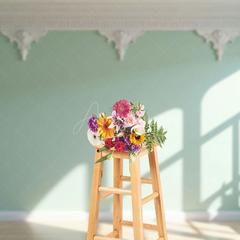 Aperturee - Aperturee Indoor Light Green White Wall Photography Backdrop