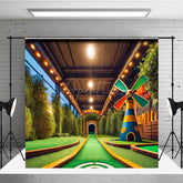 Aperturee Aperturee Indoor Mini Golf Course Photography Backdrop Fun Sports and Games Scenery with Windmill Kids Party Photo Prop