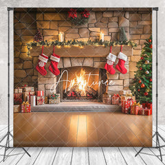 Aperturee - Aperturee Indoor Room Sock Gifts Fireplace Christmas Backdrop