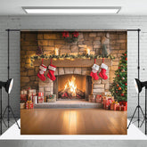 Aperturee - Aperturee Indoor Room Sock Gifts Fireplace Christmas Backdrop