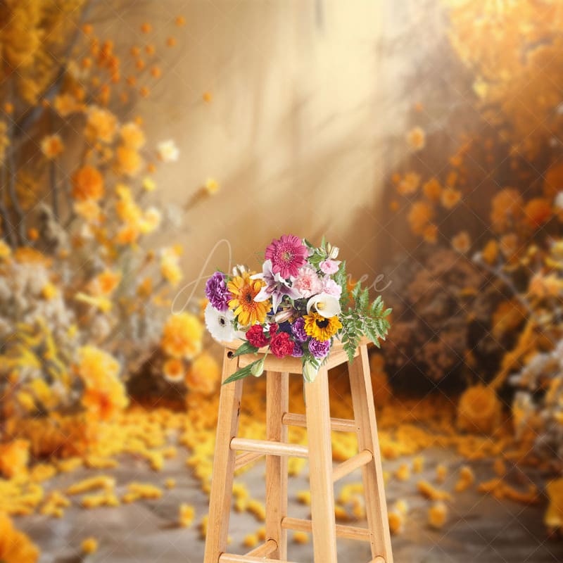 Aperturee - Aperturee Indoor Sunlight Yellow Floral Plant Spring Backdrop