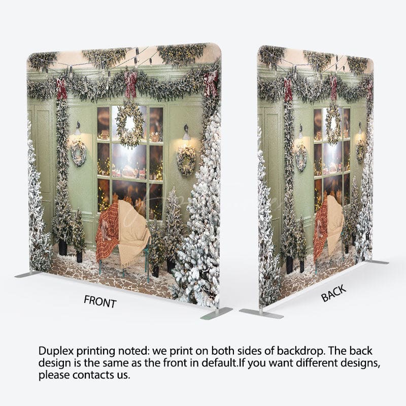 Aperturee - Aperturee Indoor Trees Window Wreath Christmas Pillow Case Backdrop