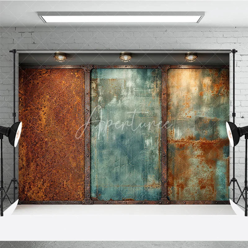 Aperturee - Aperturee Industrial Grunge Rusty Distressed Metal Photography Backdrop Vintage Textured Wall Panel Design for Studio