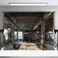 Aperturee - Aperturee Industrial Gym Fitness Room Photography Backdrop Bodybuilding Workout Weightlifting Background