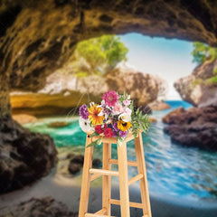 Aperturee - Aperturee Island Beach Cave Summer Vibe Photography Backdrop