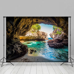 Aperturee - Aperturee Island Beach Cave Summer Vibe Photography Backdrop