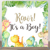 Aperturee - Aperturee Its A Baby Dinosaur Fabric Backdrop Cover for Baby Shower