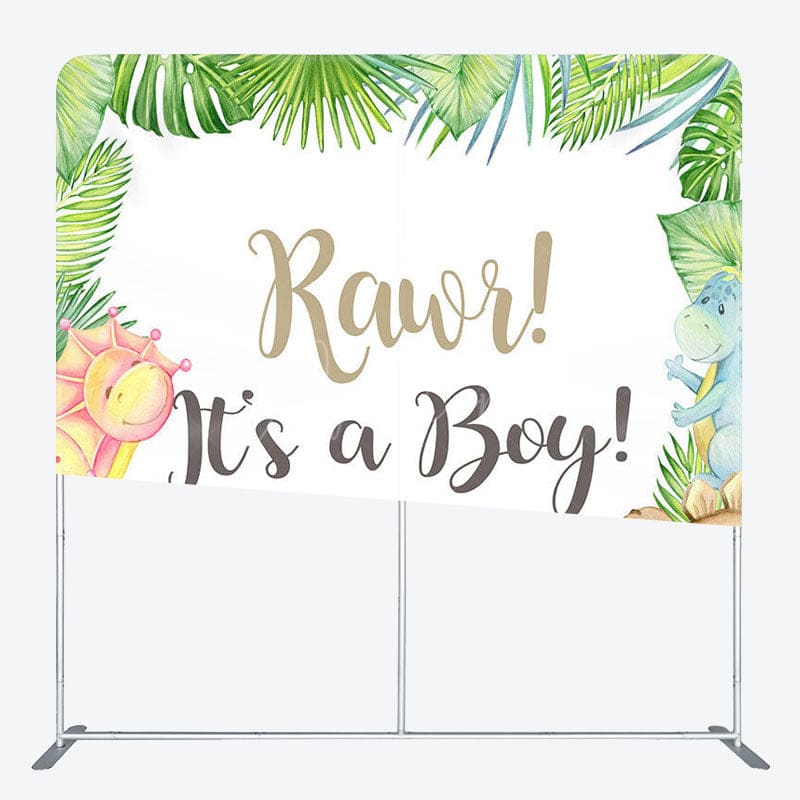 Aperturee - Aperturee Its A Baby Dinosaur Fabric Backdrop Cover for Baby Shower