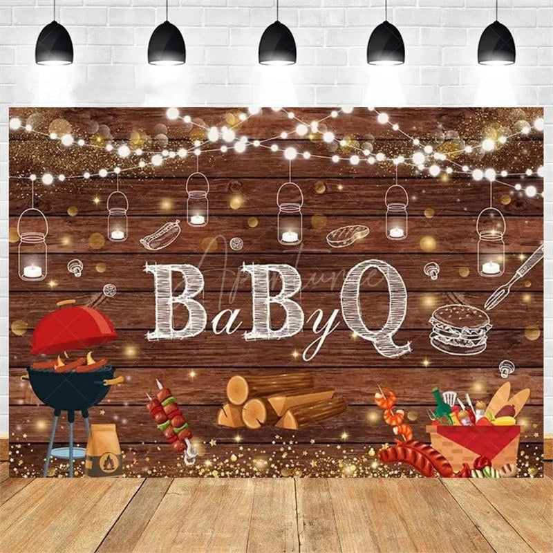 Aperturee - Aperturee It’s a Baby Q Summer Barbecue Baby Shower Backdrop Red Plaid with a Rustic Vibe Fun Outdoor Party Decoration