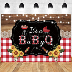 Aperturee - Aperturee It’s a Baby Q Summer Barbecue Baby Shower Backdrop Red Plaid with a Rustic Vibe Fun Outdoor Party Decoration