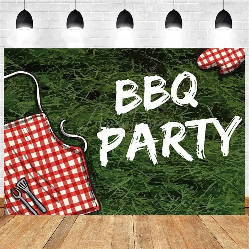 Aperturee - Aperturee It’s a Baby Q Summer Barbecue Baby Shower Backdrop Red Plaid with a Rustic Vibe Fun Outdoor Party Decoration