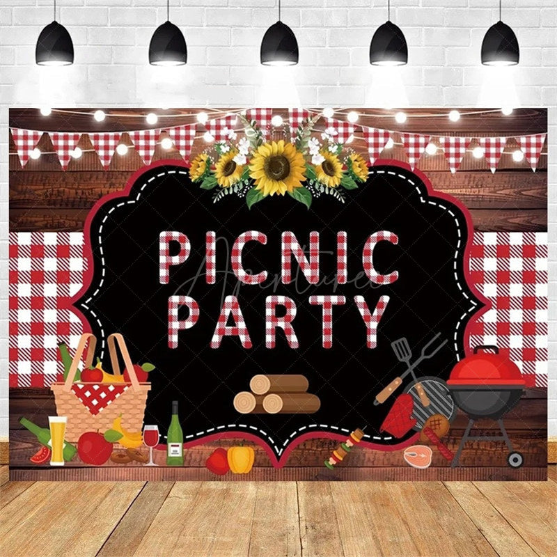 Aperturee - Aperturee It’s a Baby Q Summer Barbecue Baby Shower Backdrop Red Plaid with a Rustic Vibe Fun Outdoor Party Decoration