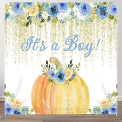 Aperturee - Aperturee Its A Boy Flowers Fabric Backdrop Cover for Baby Shower