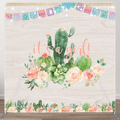 Aperturee - Aperturee Its A Girl Flower Fabric Backdrop Cover for Baby Shower