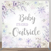 Aperturee - Aperturee Its Cold Snowflake Fabric Backdrop Cover for Baby Shower