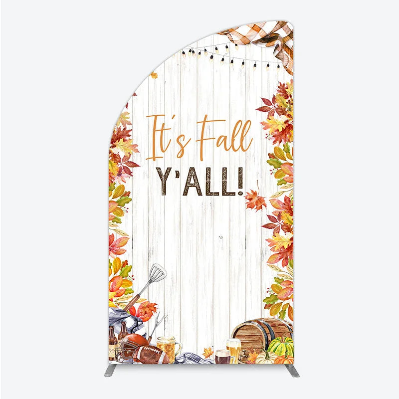 Aperturee - Aperturee It’s Fall Y’all Half Moon Arch Backdrop for Autumn Party Football and Beer Tailgate Rustic Thanksgiving Decor