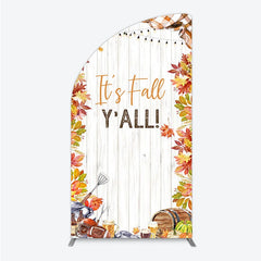 Aperturee - Aperturee It’s Fall Y’all Half Moon Arch Backdrop for Autumn Party Football and Beer Tailgate Rustic Thanksgiving Decor