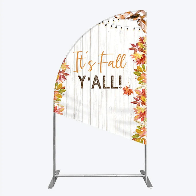 Aperturee - Aperturee It’s Fall Y’all Half Moon Arch Backdrop for Autumn Party Football and Beer Tailgate Rustic Thanksgiving Decor